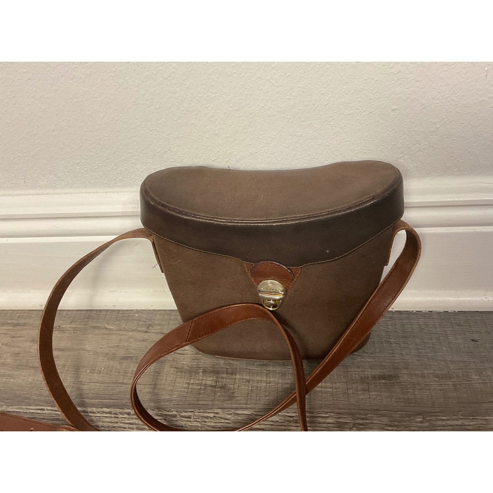 1970s Picard Brown Leather Binocular Case Crossbody Bag Western academia boho